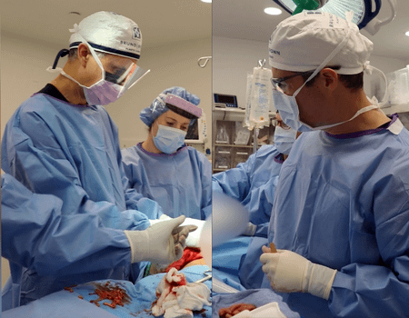 Dr. Bruno and Dr. Brown preforming Breast Implant Exchange
