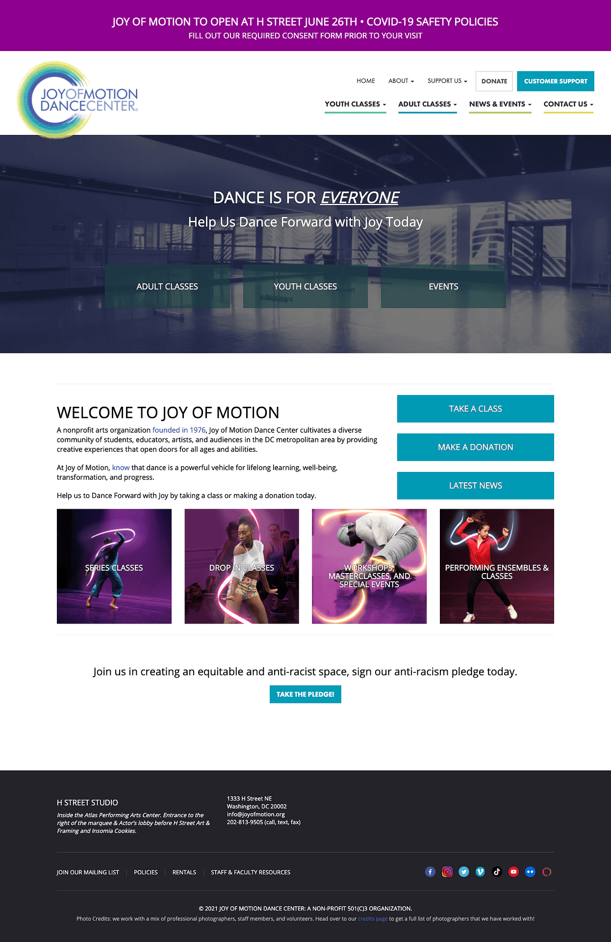 Joy of Motion website design detail