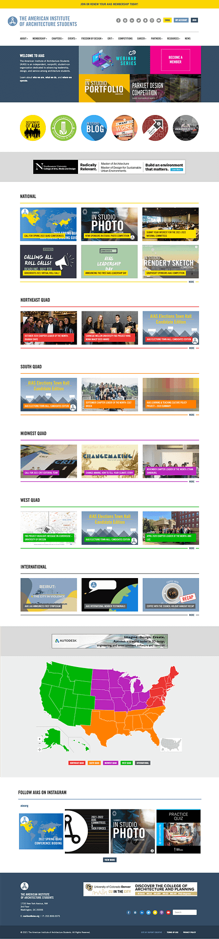American Institute of Architecture Students website design detail