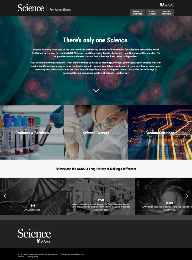 Science Magazine website design detail