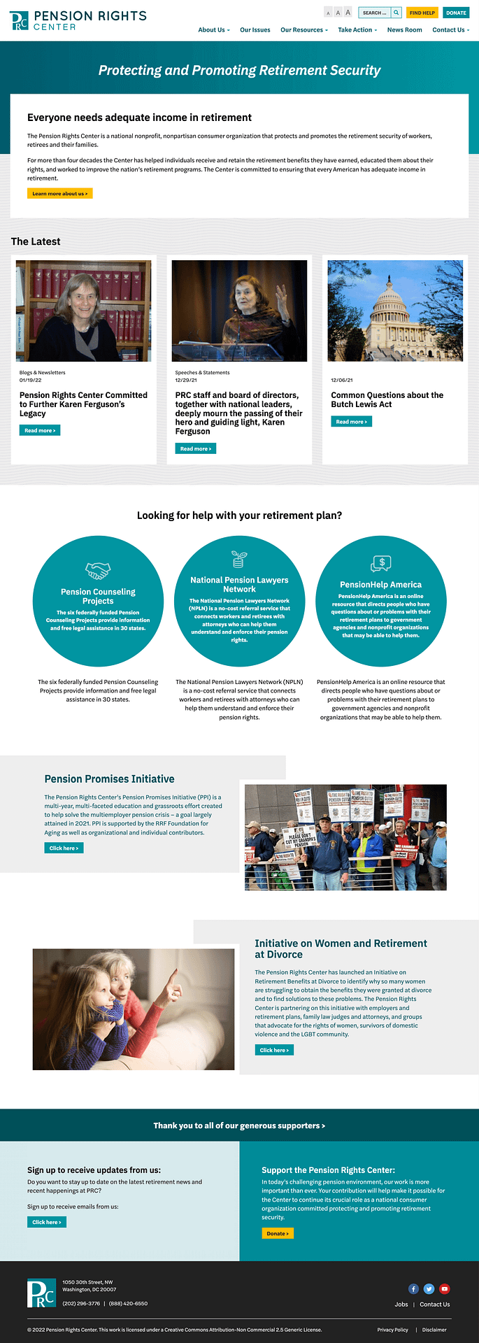 Pension Rights Center website design detail